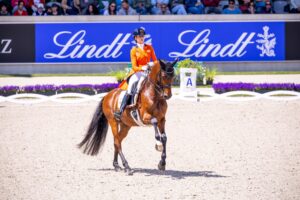 Dinja van Liere and Vita di Lusso during the flying changes in the arena of the Dressage Stadium